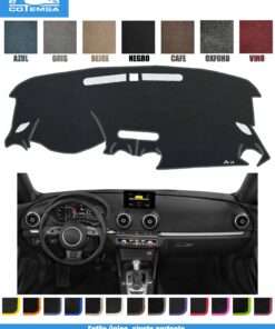 Cubretablero para Audi A3 2013–2020 vista superior con tablero como referencia