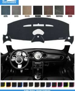 Cubretablero para BMW Mini Cooper 2007–2013 vista superior con tablero como referencia