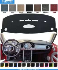 Cubretablero para BMW Mini Cooper 2001–2006 vista superior con tablero como referencia