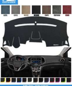 Cubretablero para Chevrolet Sonic 2012–2016 vista superior con tablero como referencia