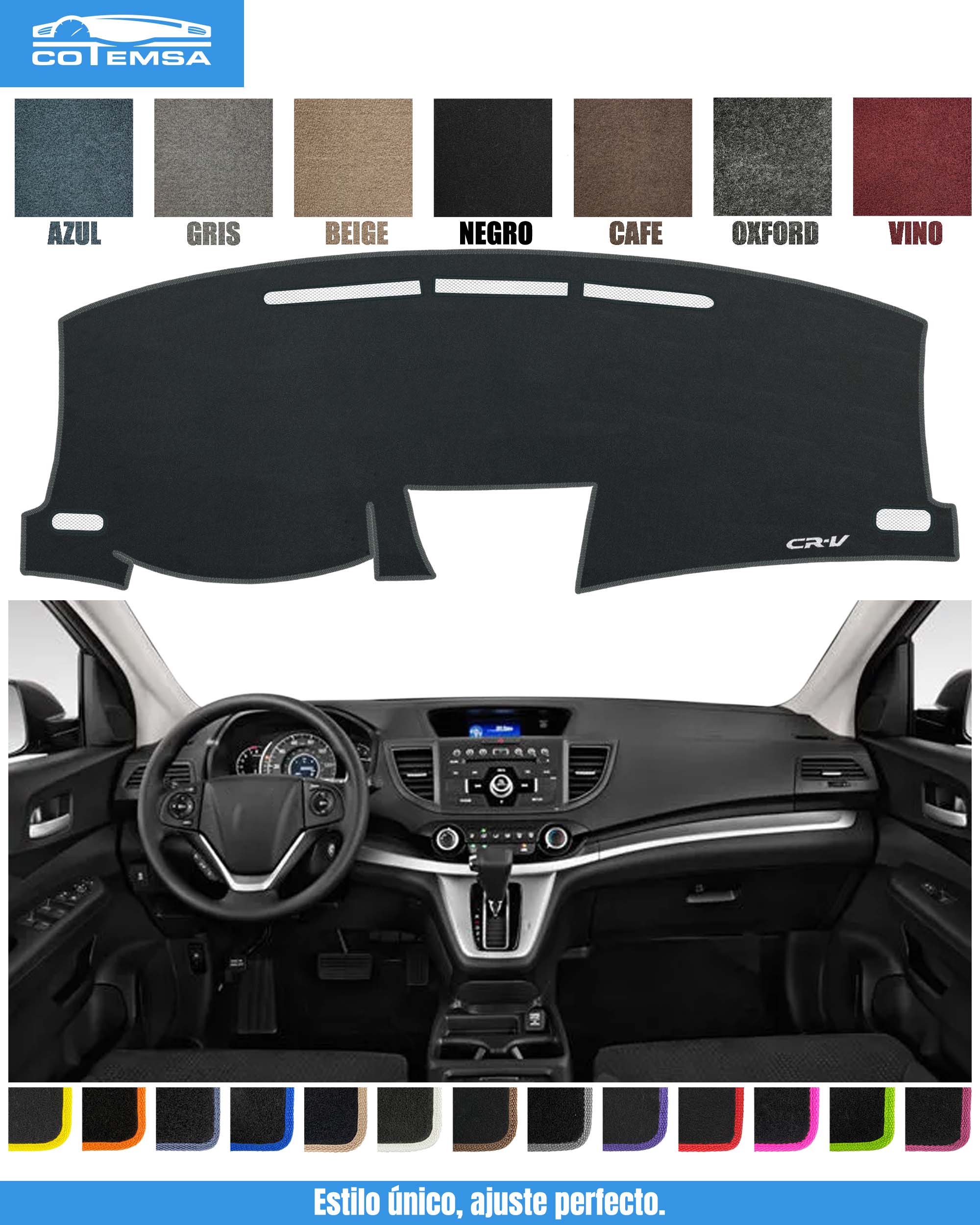 Cubretablero para Honda CR-V 2012–2016 vista tablero como referencia