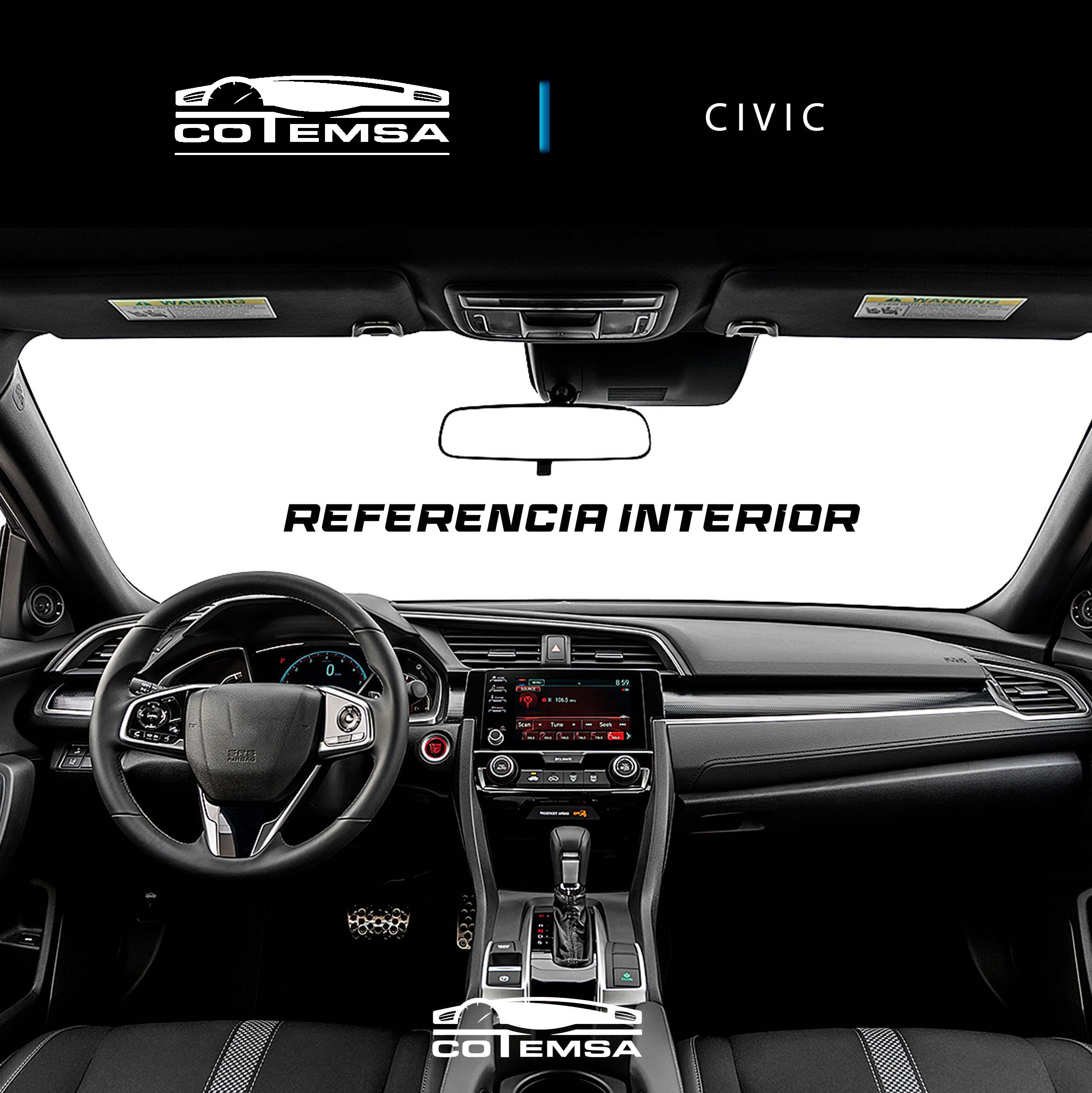Vista interior del vehículo Honda Civic 2016–2021 como referencia