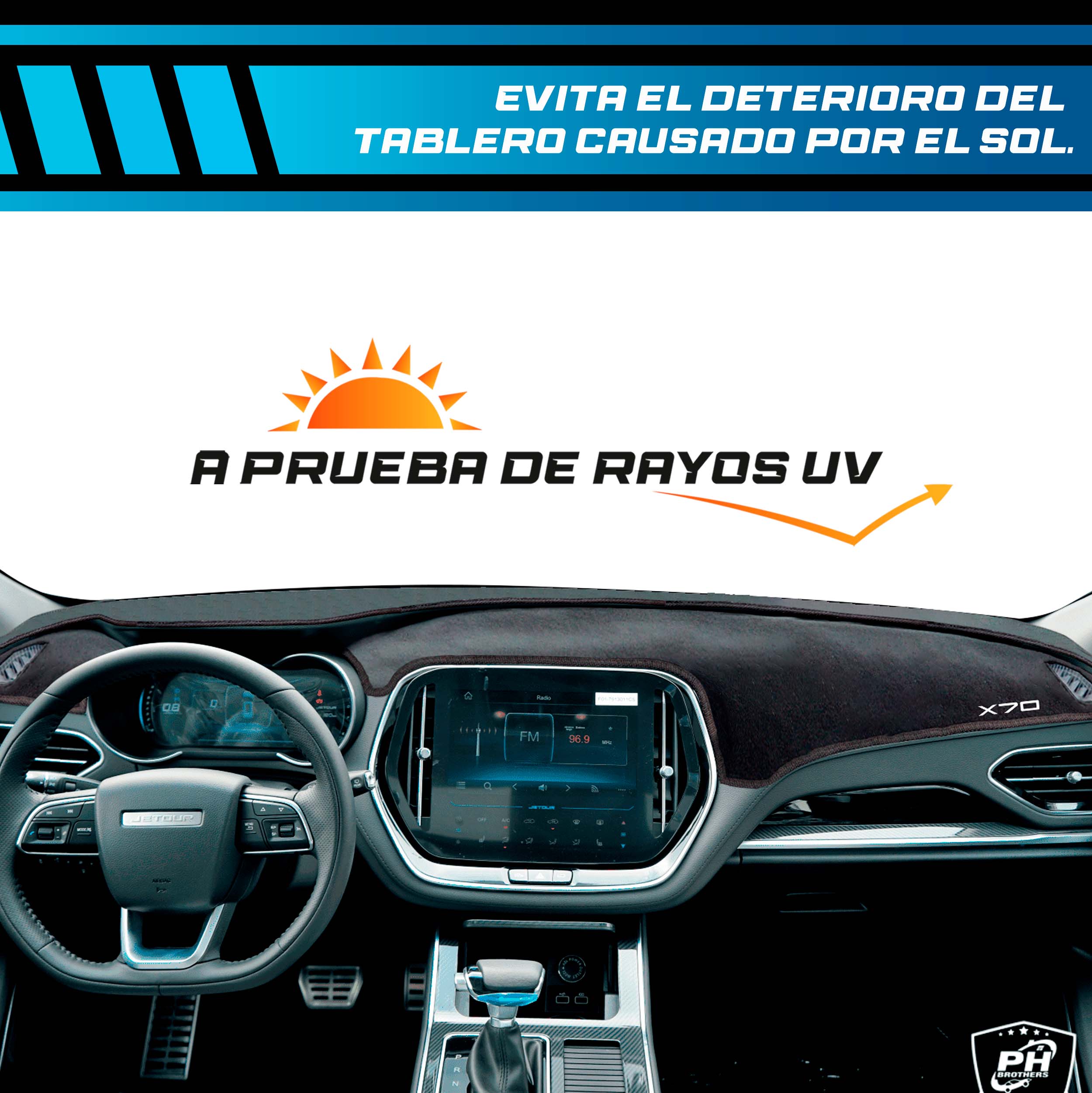 Cubretablero premium para Jetour X70 2023–2025 con protección UV
