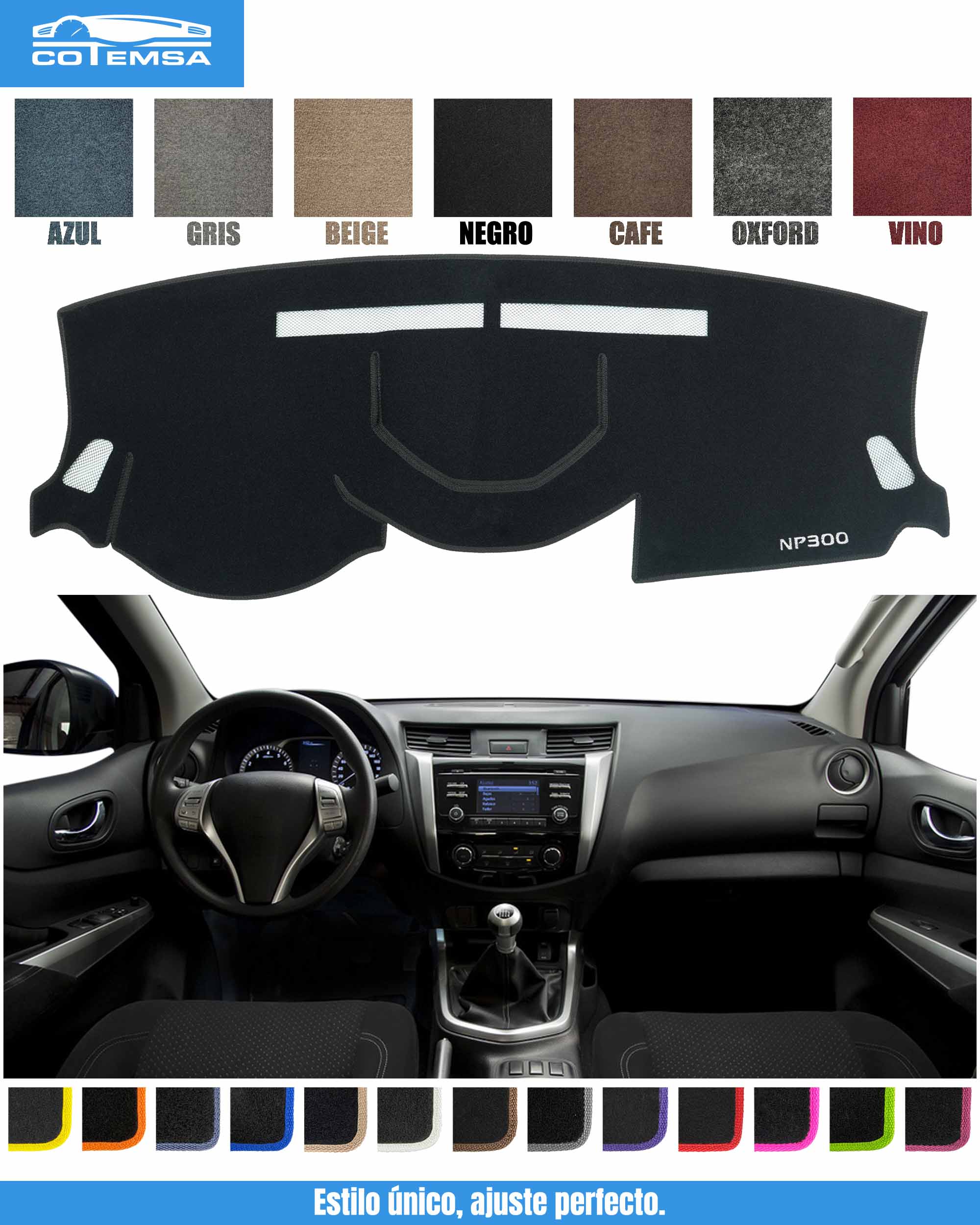 Cubretablero para Nissan NP 300 2016–2026 con tablero como referencia