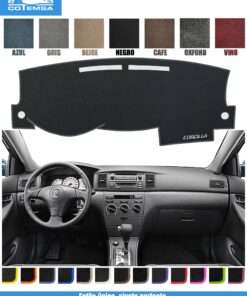Cubretablero para Toyota Corolla 2003–2008 vista superior con tablero como referencia