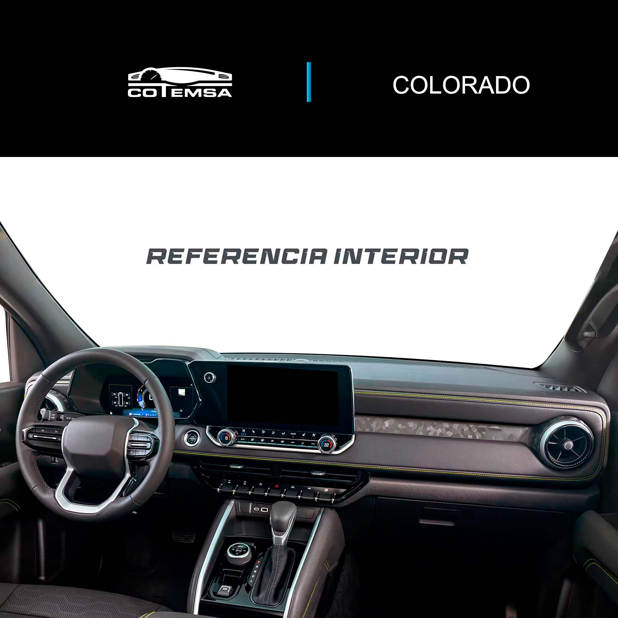 Vista interior del vehículo Chevrolet Colorado 2023–2026 como referencia