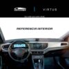 Vista interior del vehículo Volkswagen Virtus con porta celular 2020–2024 como referencia