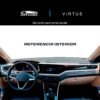 Vista interior del vehículo Volkswagen Virtus sin porta celular 2020–2024 como referencia