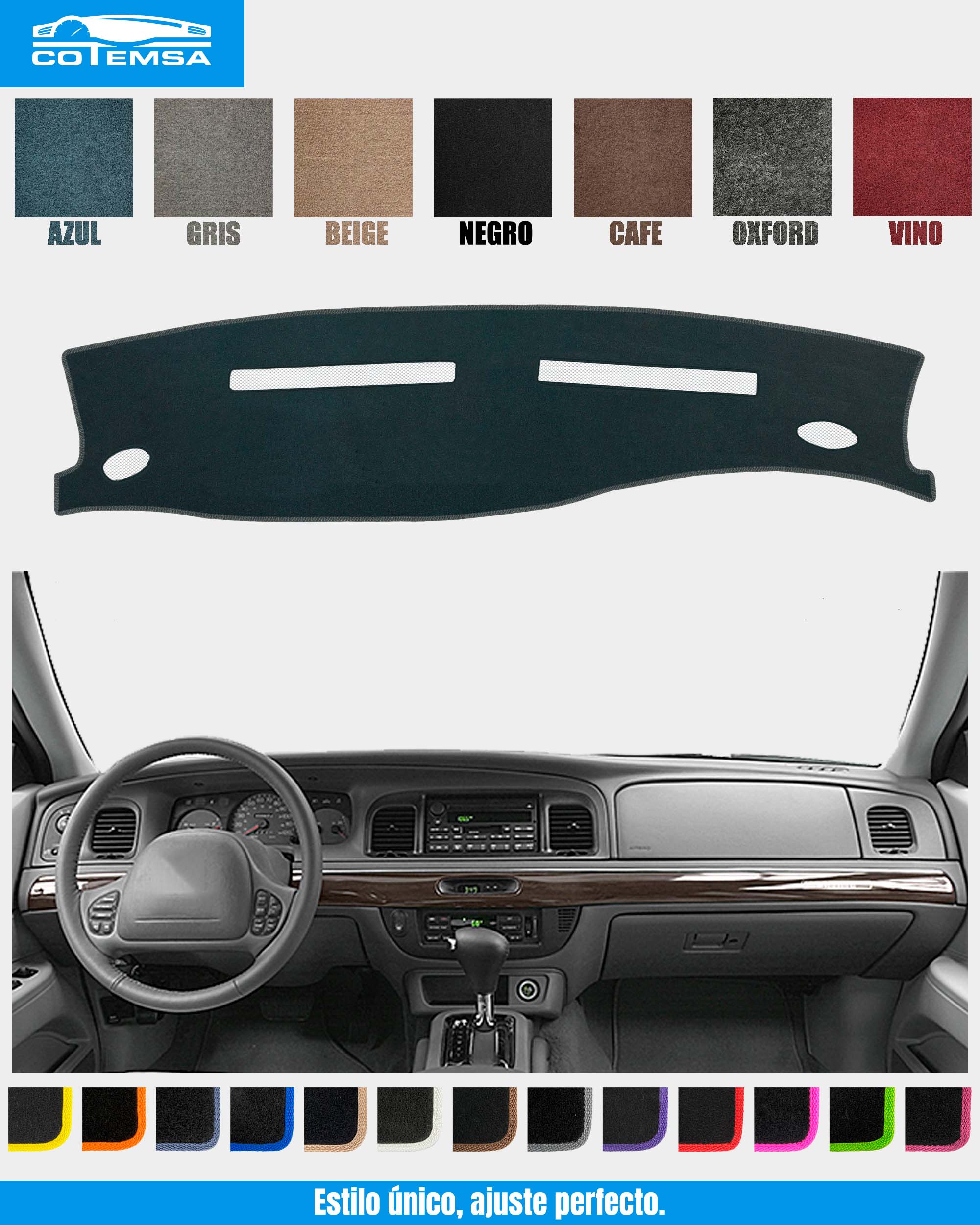 Cubretablero para Ford Marquis 1995–2003 vista tablero como referencia