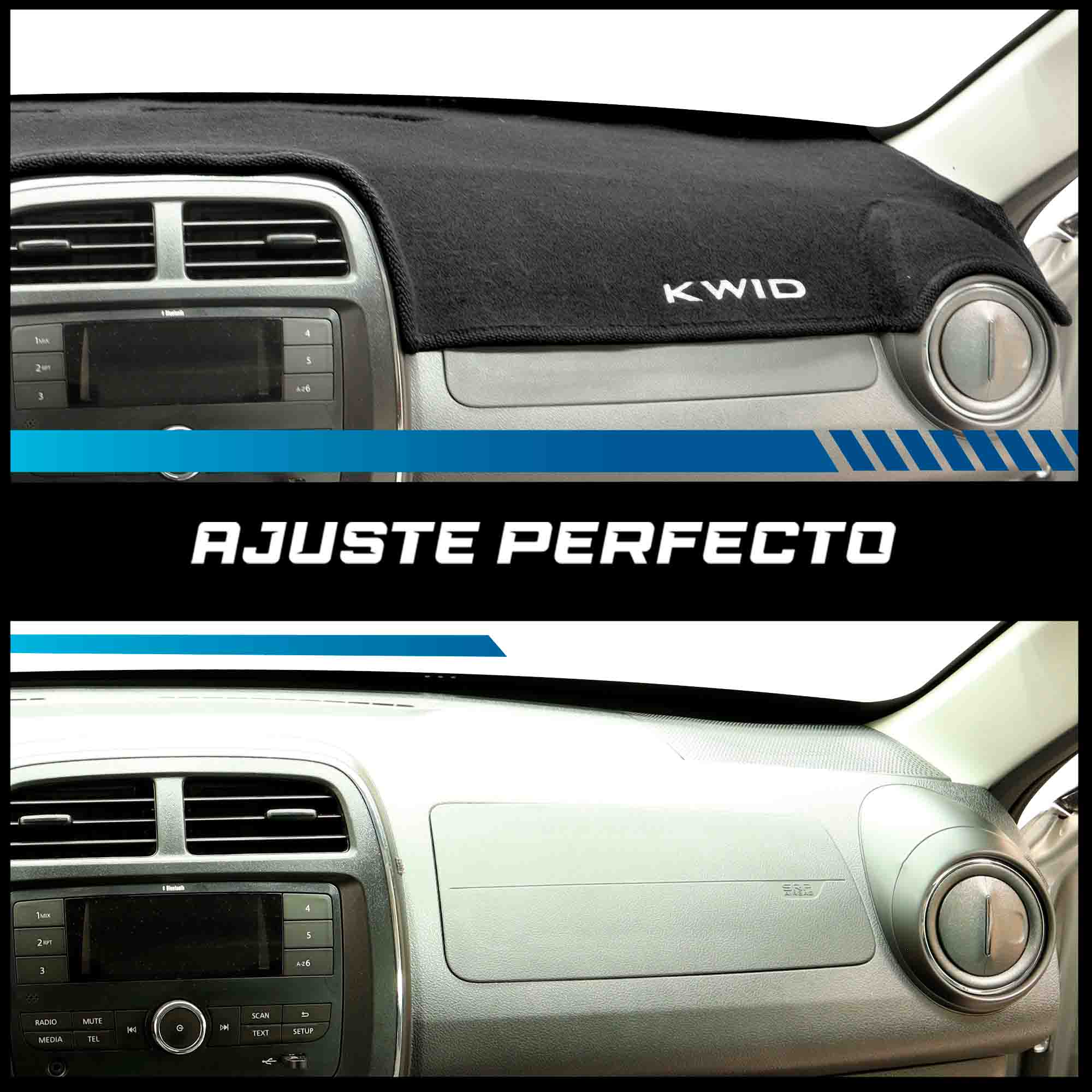 Cubretablero premium para Renault Kwid 2019–2026 detalle del ajuste