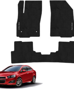 Tapetes de piso para para Chevrolet Sonic 2012–2016 vista superior y con vehículo como referencia