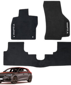 Tapetes de piso para para Cupra León 2020–2024 vista superior y con vehículo como referencia