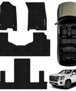 Tapetes de piso para para GMC Yukon 2021–2024 vista superior y con vehículo como referencia