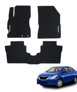 Tapetes de piso para para Nissan Versa 2012–2019 vista superior y con vehículo como referencia