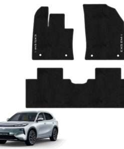 Tapete de piso para Geely EX5 EM–i Hibrida 2025–2026 vista superior con auto como referencia